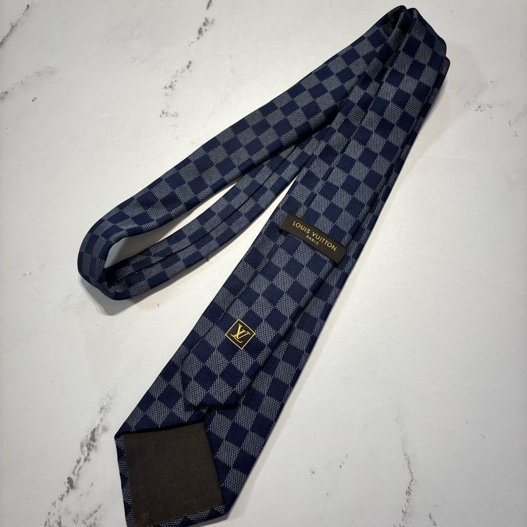 ルイヴィトン ダミエ柄 ネクタイ ネイビー LOUIS VUITTON メンズ