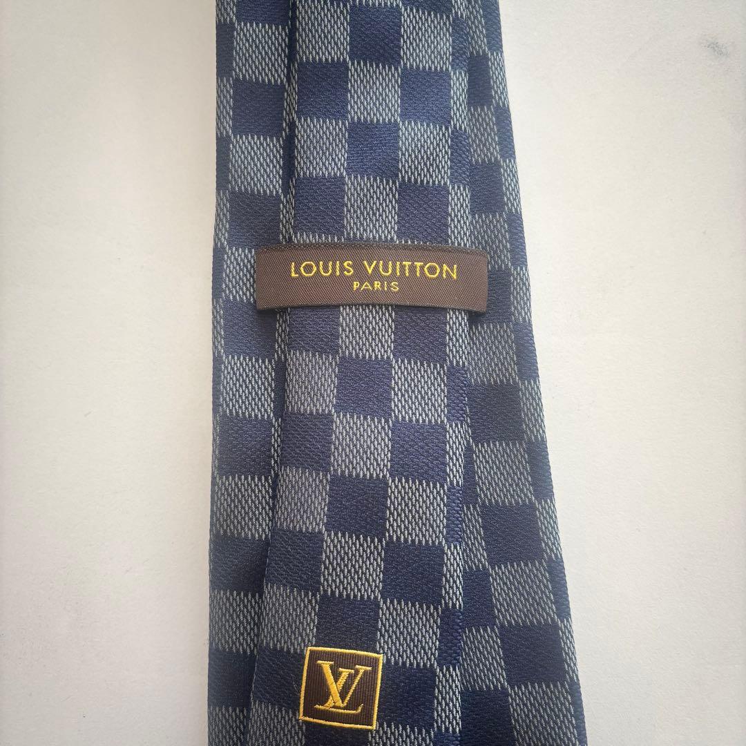 ルイヴィトン ダミエ柄 ネクタイ ネイビー LOUIS VUITTON メンズ