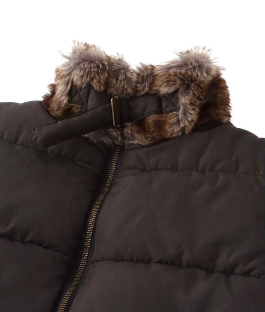 ジャケット・アウター ACLENT 2way stand collar fur vest BLACK