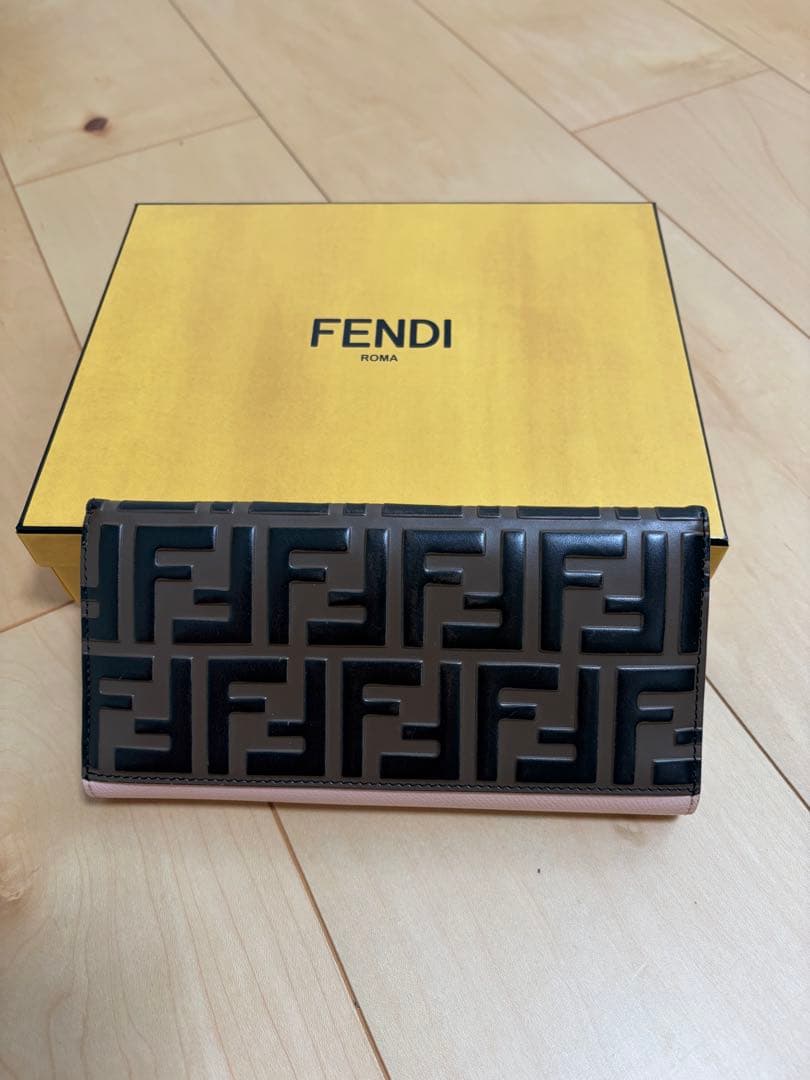 FENDI 長財布 ピンク ブラウン FFロゴ