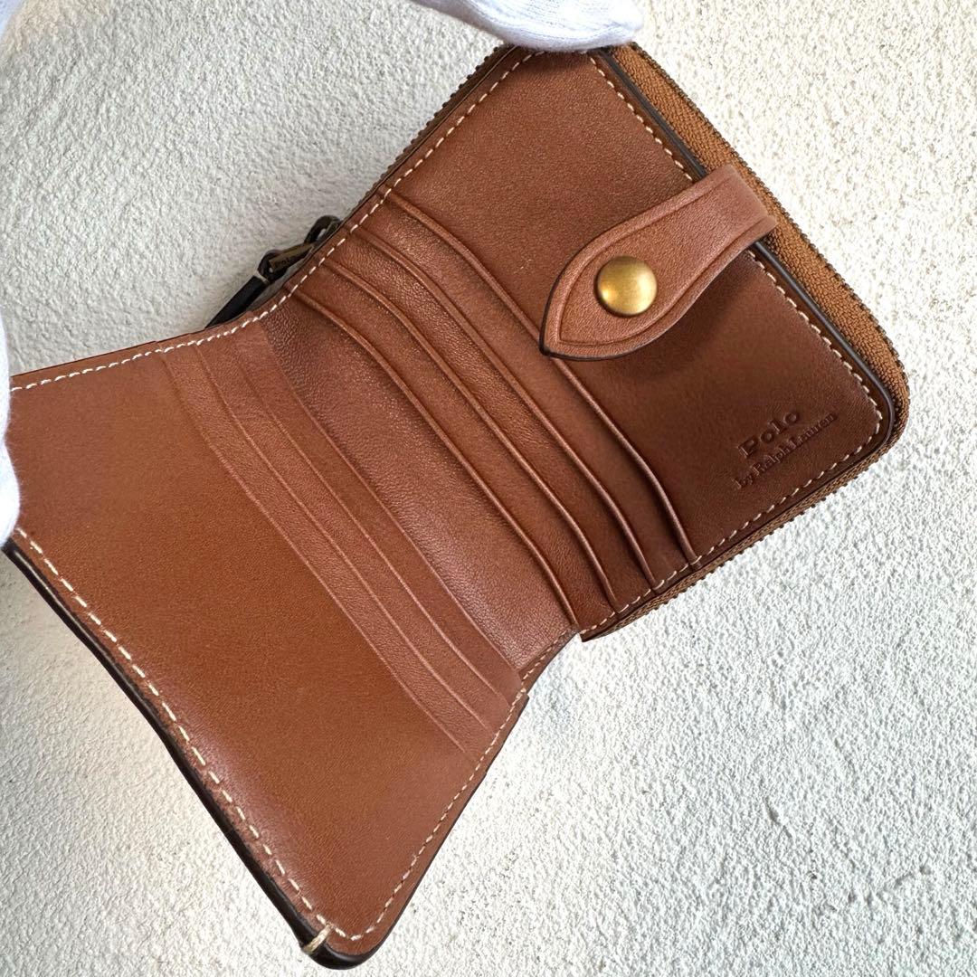 【新品】ポロラルフローレン 二つ折り財布 ポロベア レザー POLO ブラウン