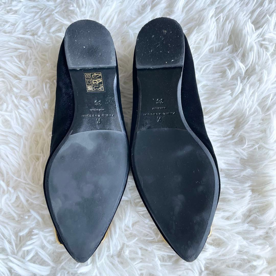 美品✨ファビオルスコーニ ベロアフラットシューズ　パンプス　36 黒　金