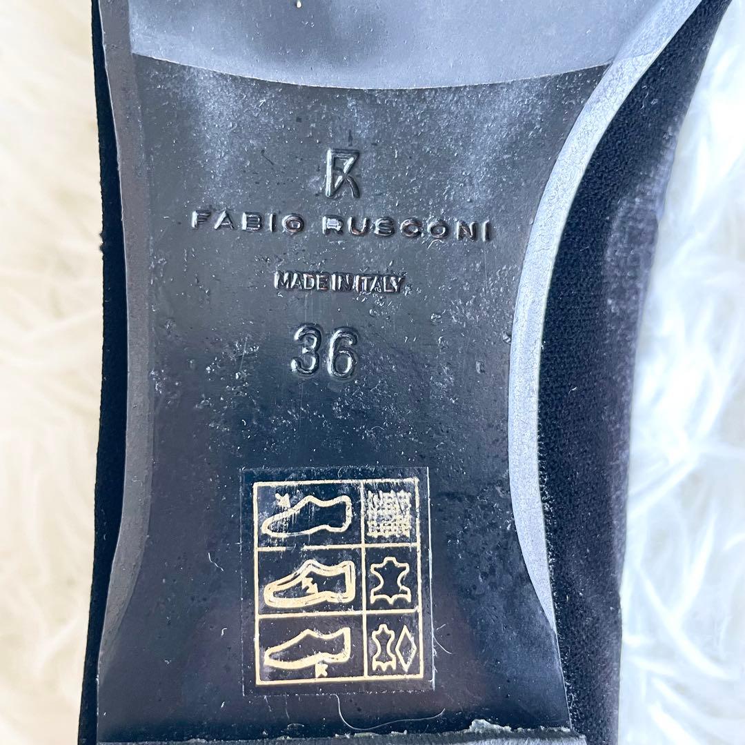 美品✨ファビオルスコーニ ベロアフラットシューズ　パンプス　36 黒　金