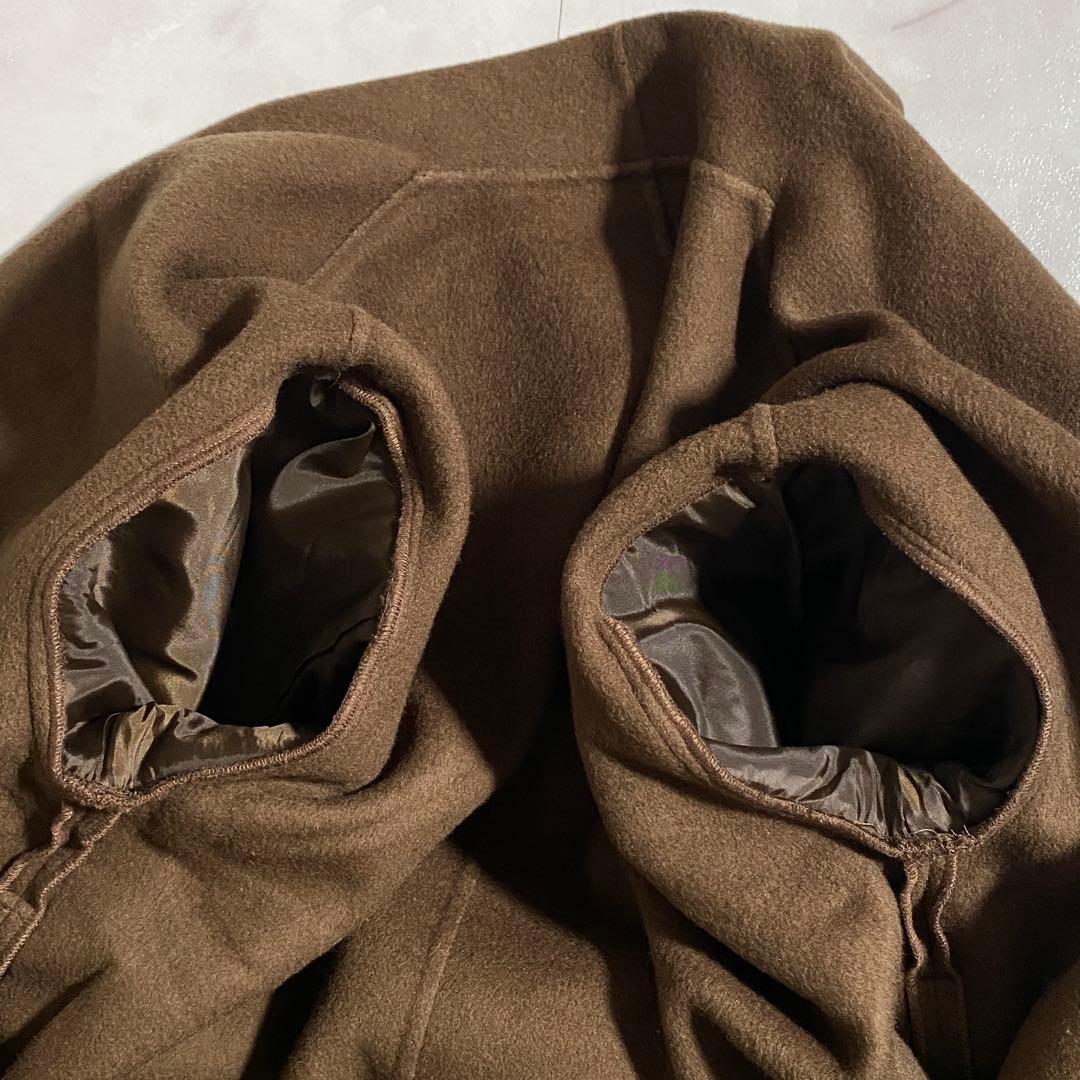 T18526 美品 ROPE ウールリバーコート ブラウン 38 ロング丈