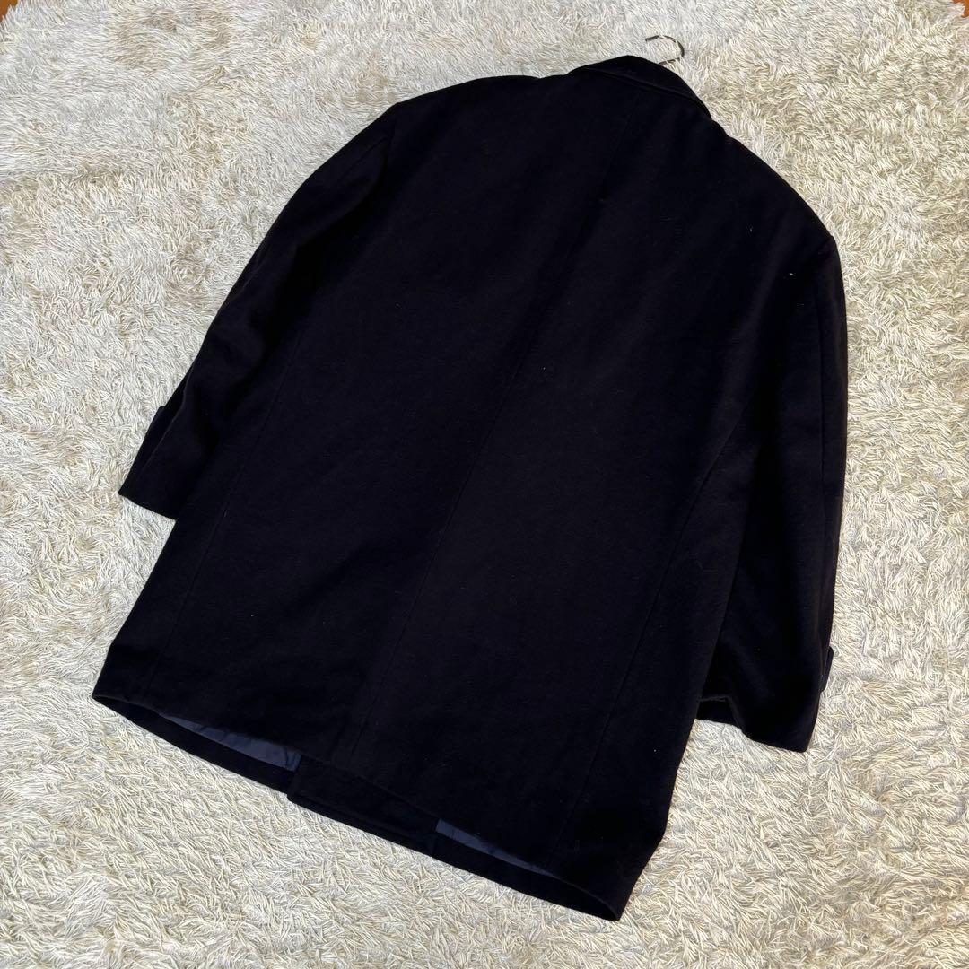 ジバンシー　カシミヤ混　ダブルブレストコート　ロゴ裏地　ロゴボタン　ブラック