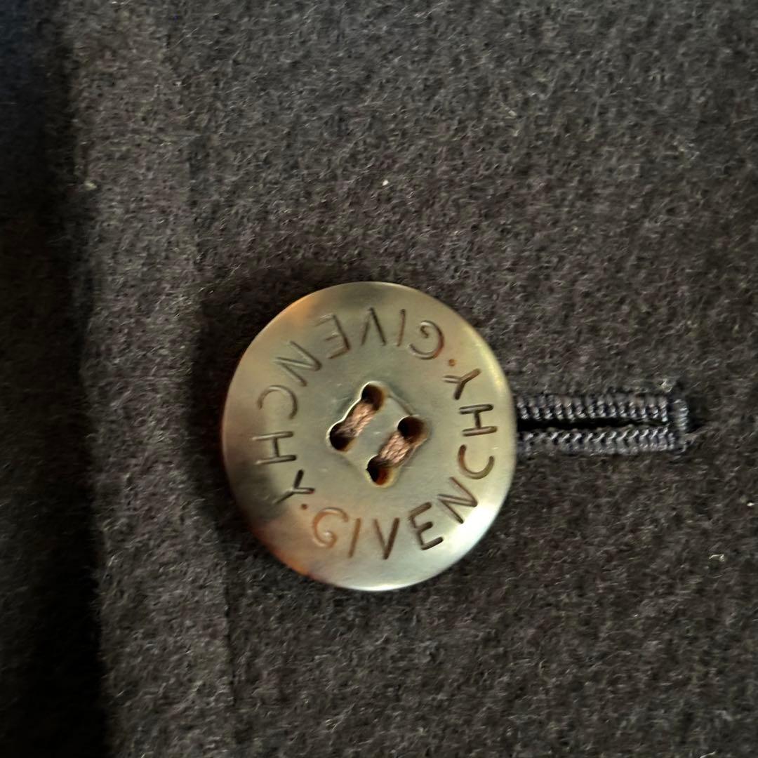 ジバンシー　カシミヤ混　ダブルブレストコート　ロゴ裏地　ロゴボタン　ブラック