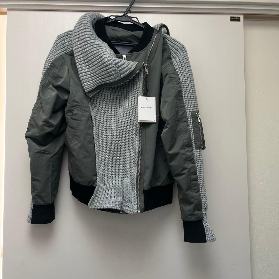 MA-1ドッキングアウター グレー ジッパー付き ハイネックジャケット