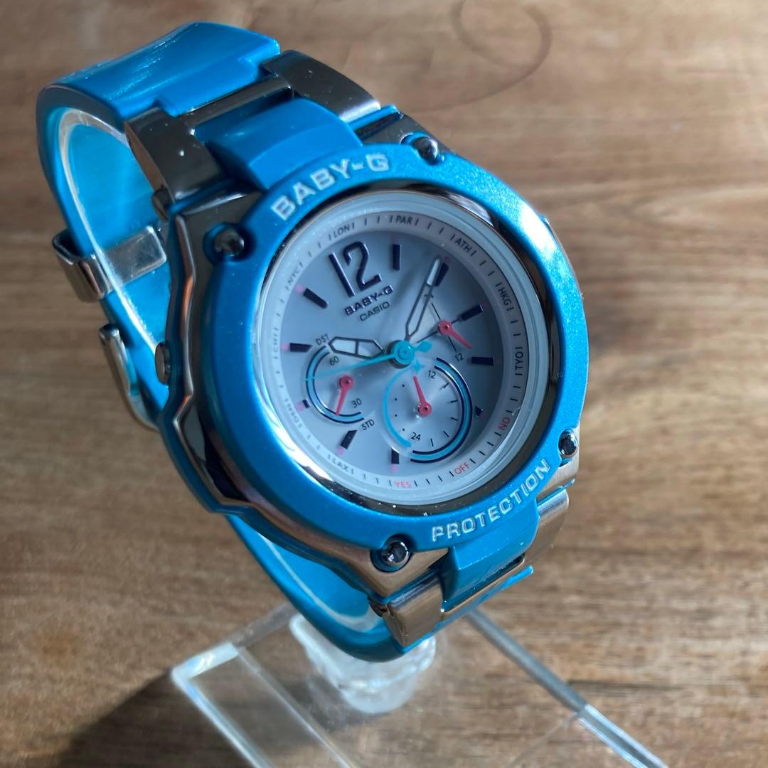 Baby-g 電波ソーラー　アナログ　三針 水色　ブルー　ホワイト　白　美品