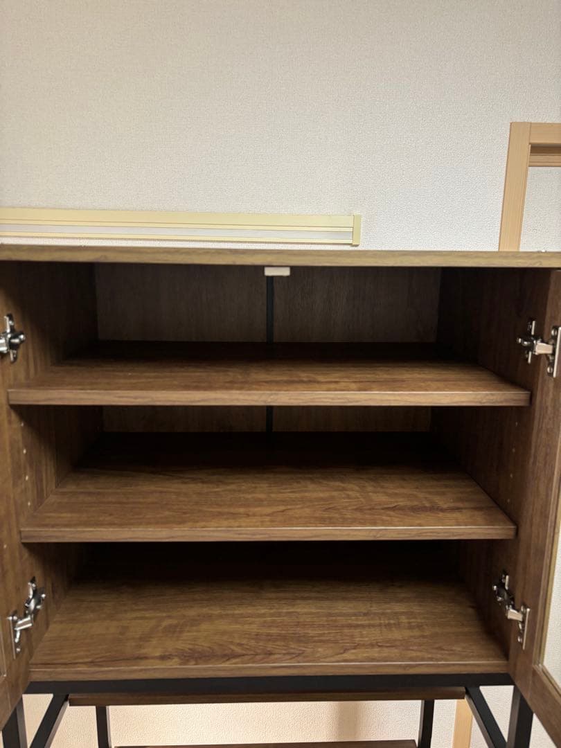 ニトリ　ヴィンテージテイストのごみ箱上ラック スリム　食器棚