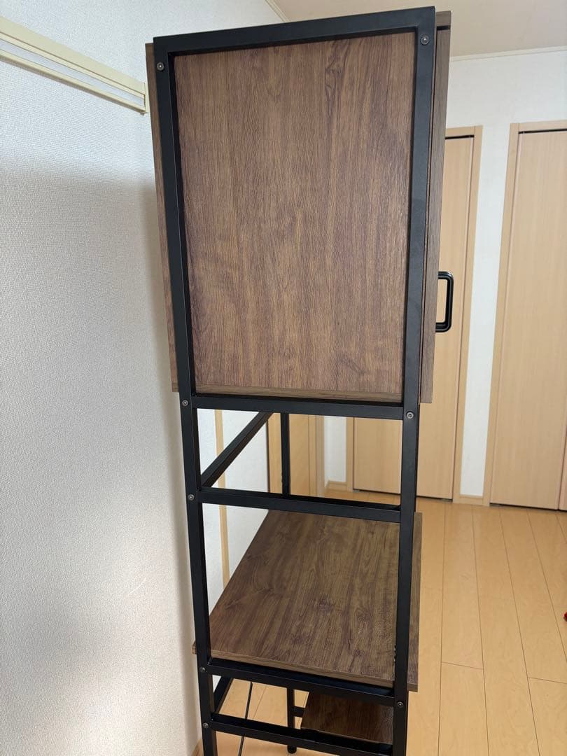 ニトリ　ヴィンテージテイストのごみ箱上ラック スリム　食器棚