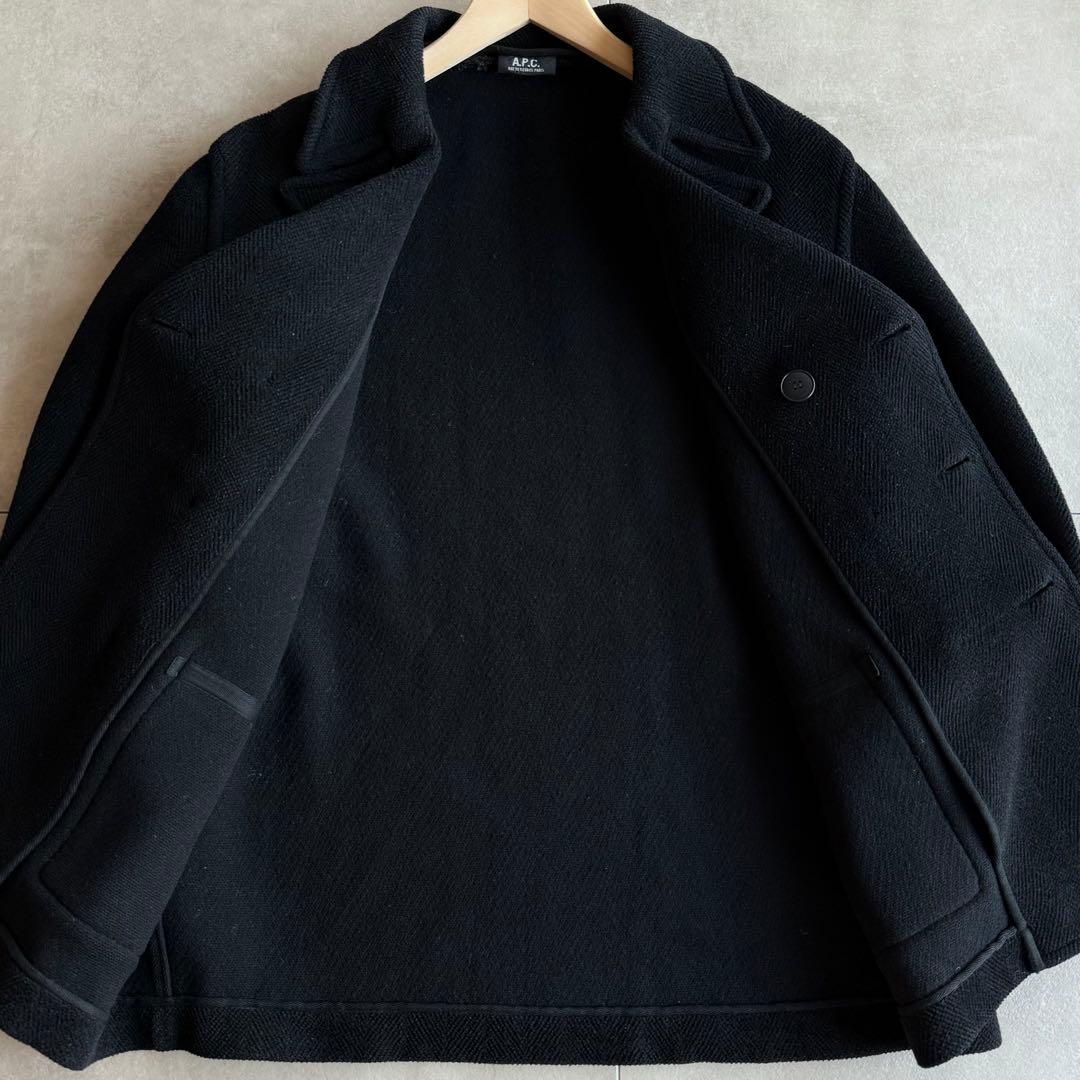 極希少 A.P.C. ムーアブルック フランス製 ヘリンボーン ピーコート 黒