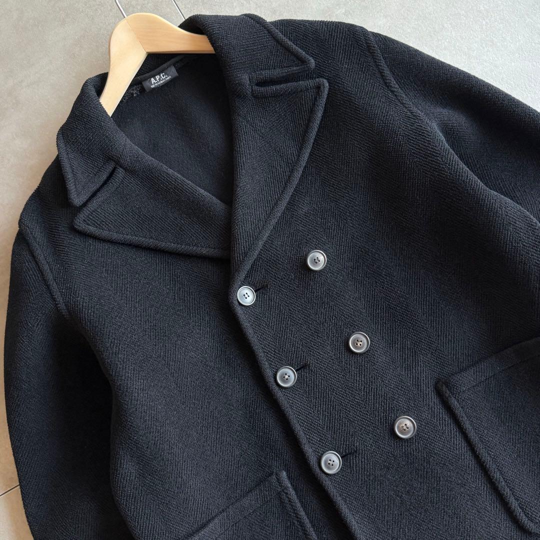極希少 A.P.C. ムーアブルック フランス製 ヘリンボーン ピーコート 黒