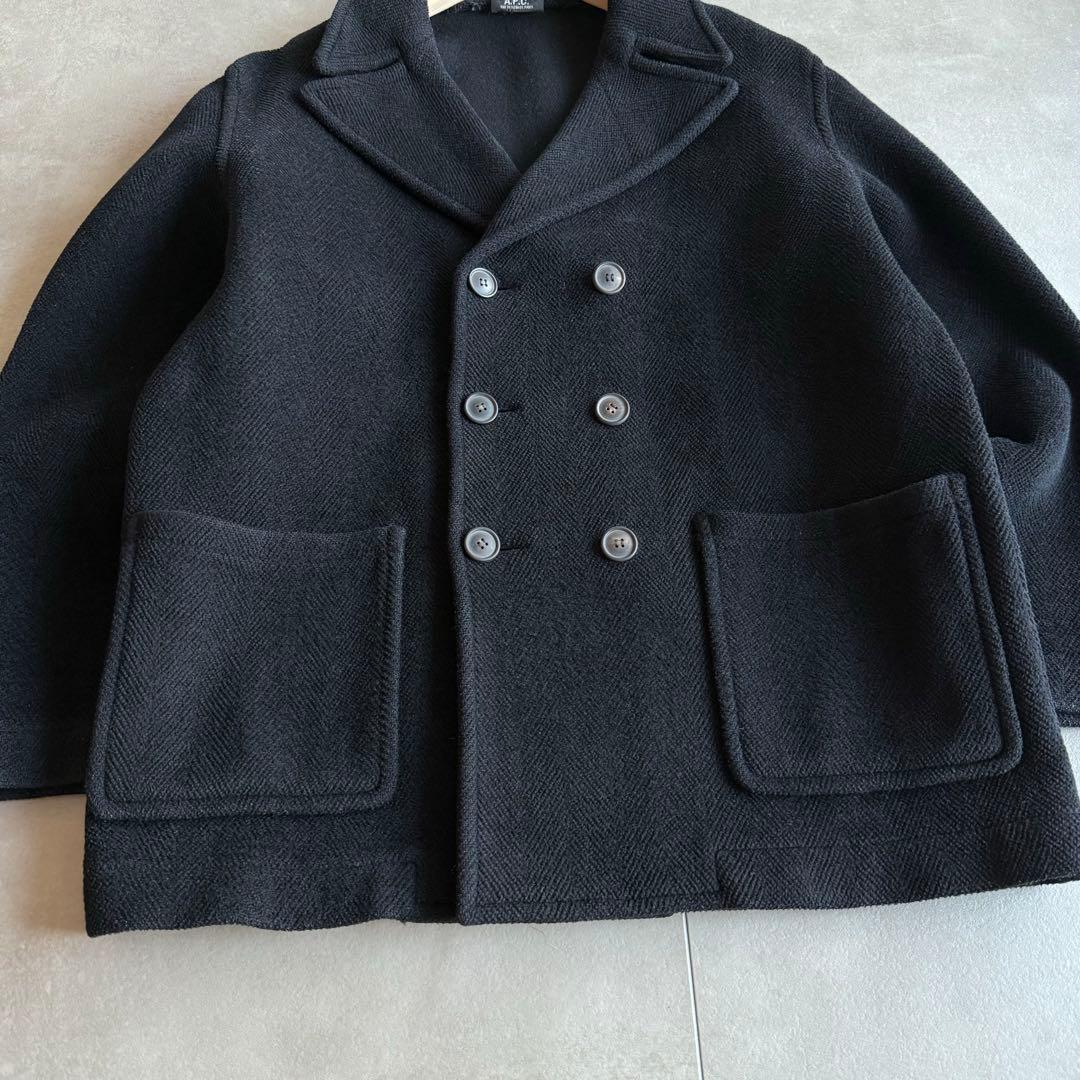 極希少 A.P.C. ムーアブルック フランス製 ヘリンボーン ピーコート 黒