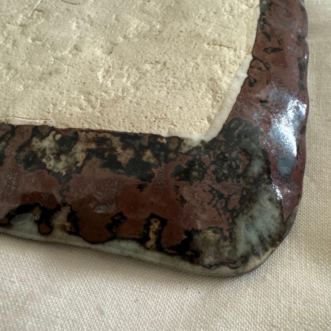 魯山人写し　玉色　緑色と黄色の点模様の皿　銀彩水　美品