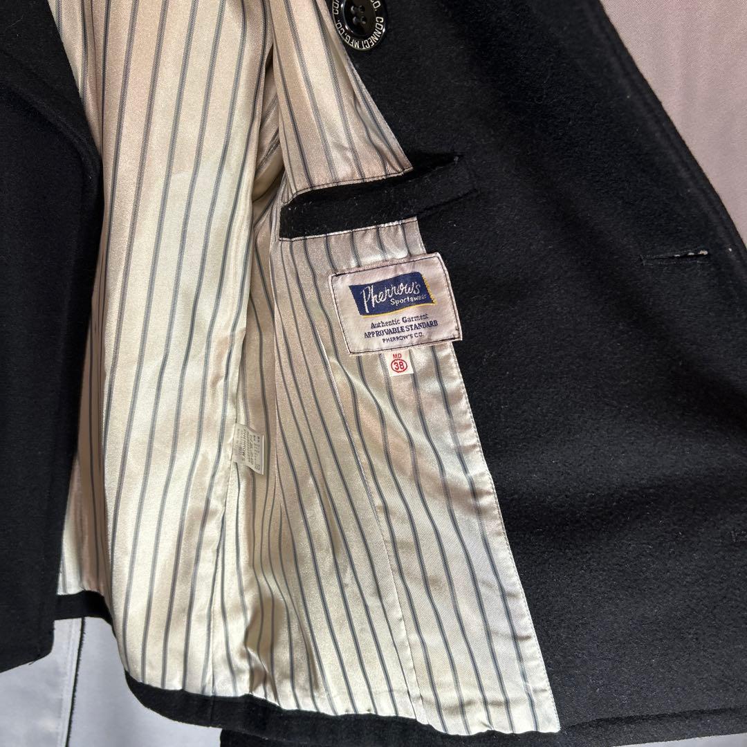 PHERROWS ピーコート POSJ1 ブラック M メンズ 裏地ストライプ