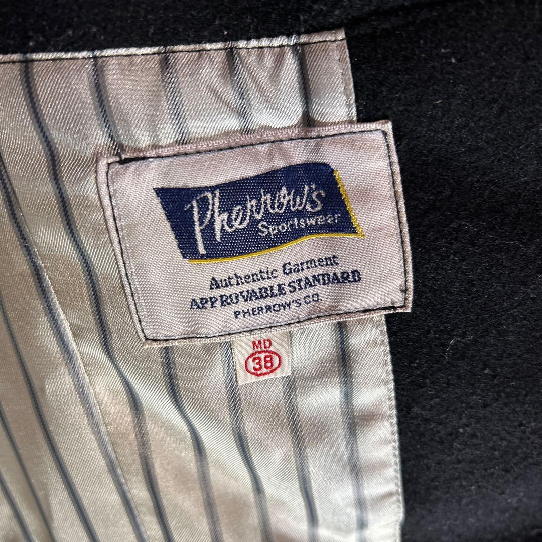 PHERROWS ピーコート POSJ1 ブラック M メンズ 裏地ストライプ