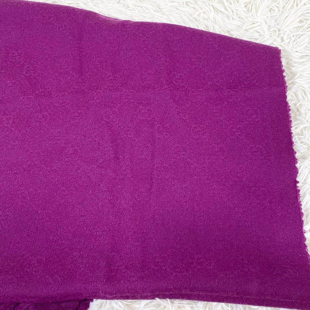 GUCCI グッチ　マフラー ストール ウール GG柄 フリンジ 紫 パープル