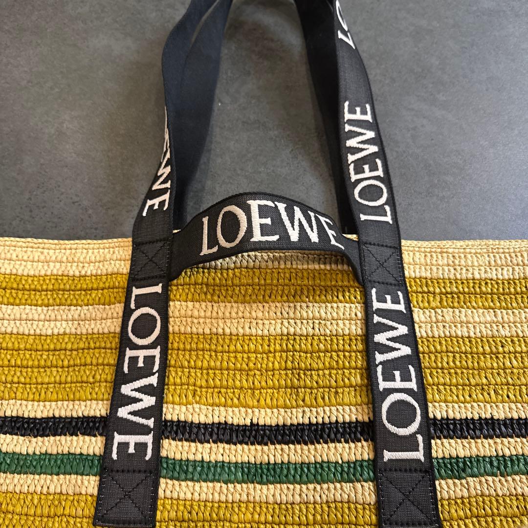 LOEWE ストライプ トートバッグ かごバッグ