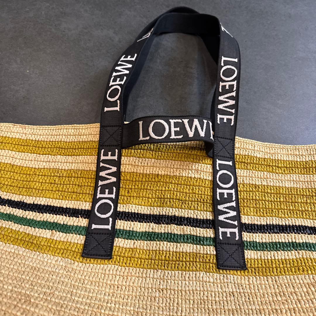 LOEWE ストライプ トートバッグ かごバッグ