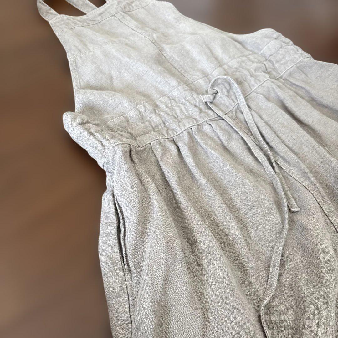 フランスアーメン ARMEN リネン　サロペットスカート サンドベージュ