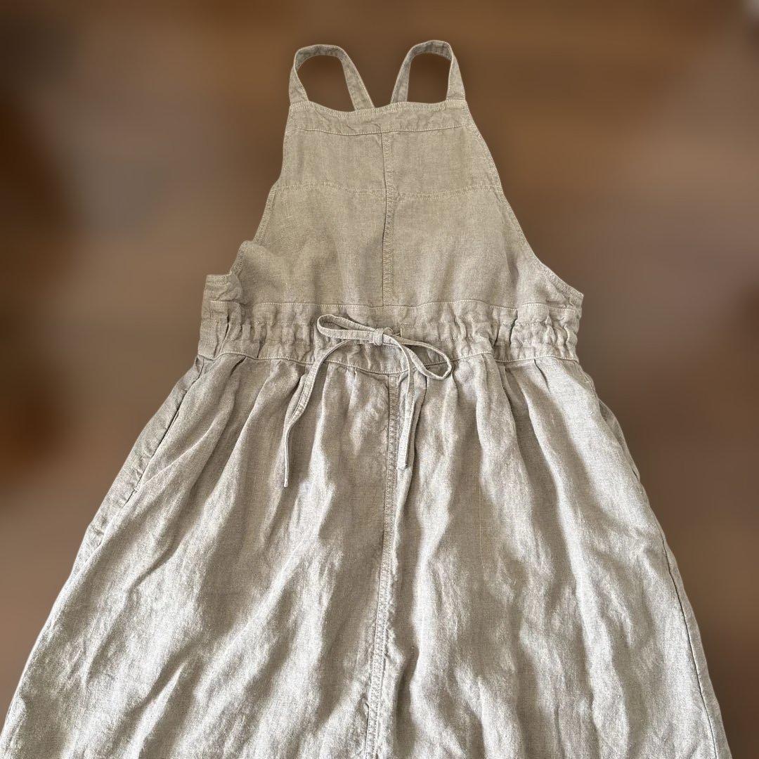 フランスアーメン ARMEN リネン　サロペットスカート サンドベージュ