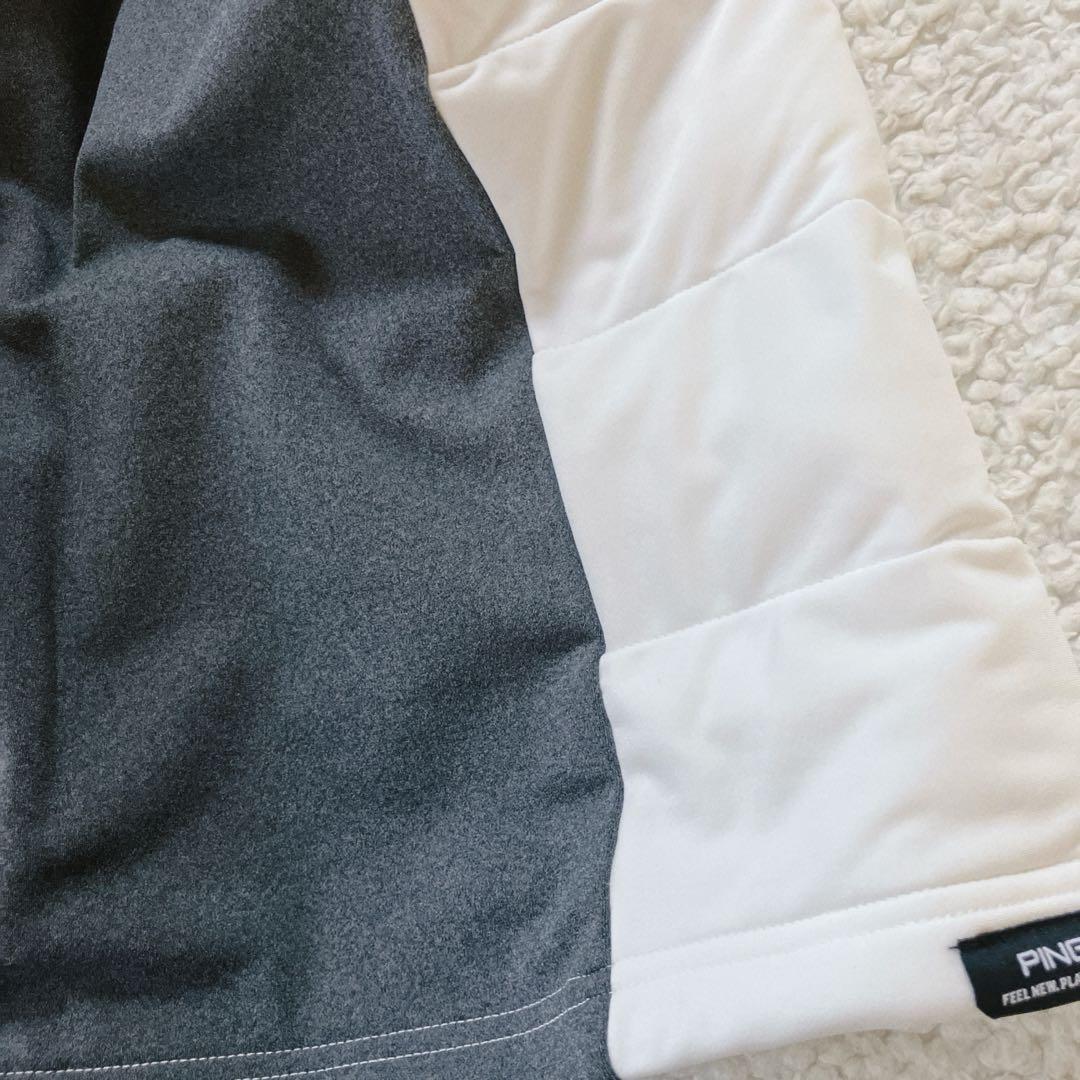 【新品】PING 2024年　キルティング ハーフジップシャツ　ホワイト　L