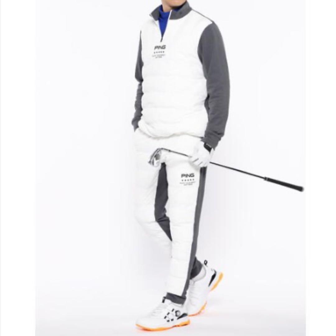【新品】PING 2024年　キルティング ハーフジップシャツ　ホワイト　L