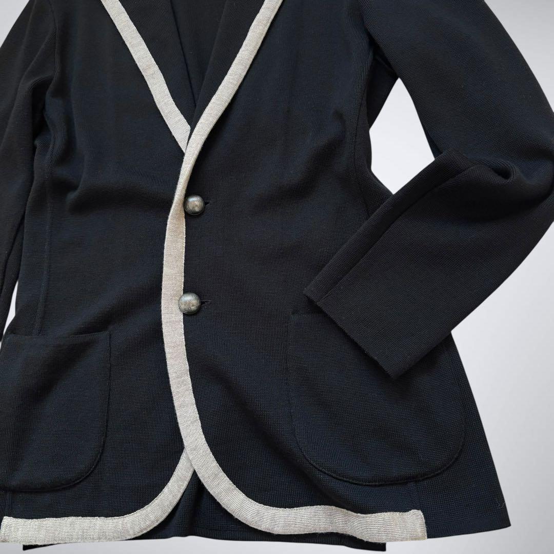 ラルディーニ LARDINI ニットジャケット パイピング メタルボタン L 黒