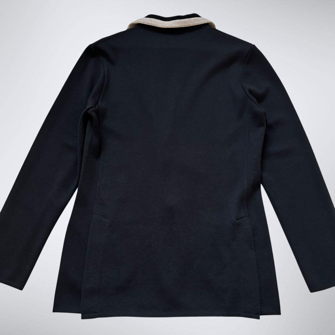 ラルディーニ LARDINI ニットジャケット パイピング メタルボタン L 黒