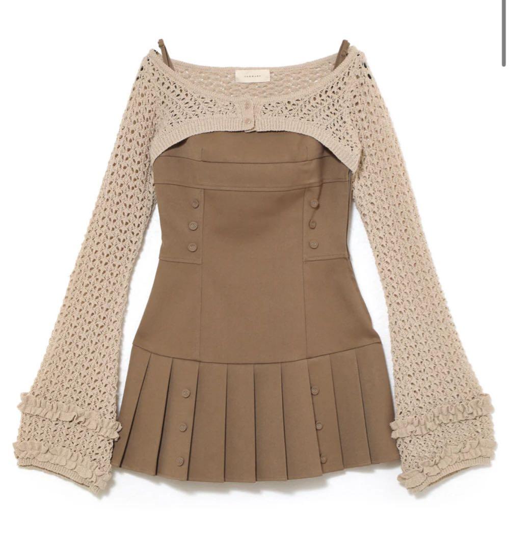 ワンピース andmary Grenda pleats set mini dress