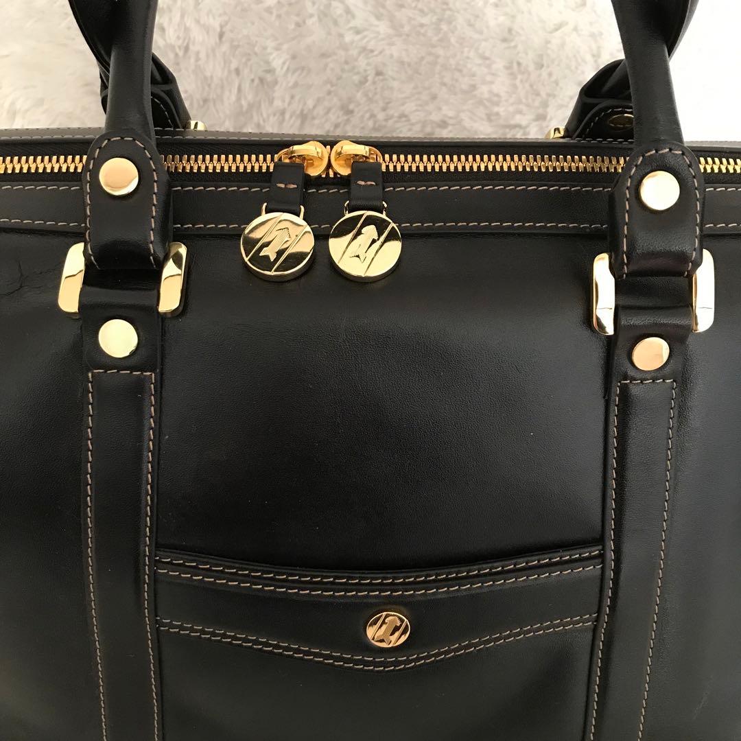 ★美品★GOLD PFEIL レザー ボストン ハンドバッグ 黒 GD金具