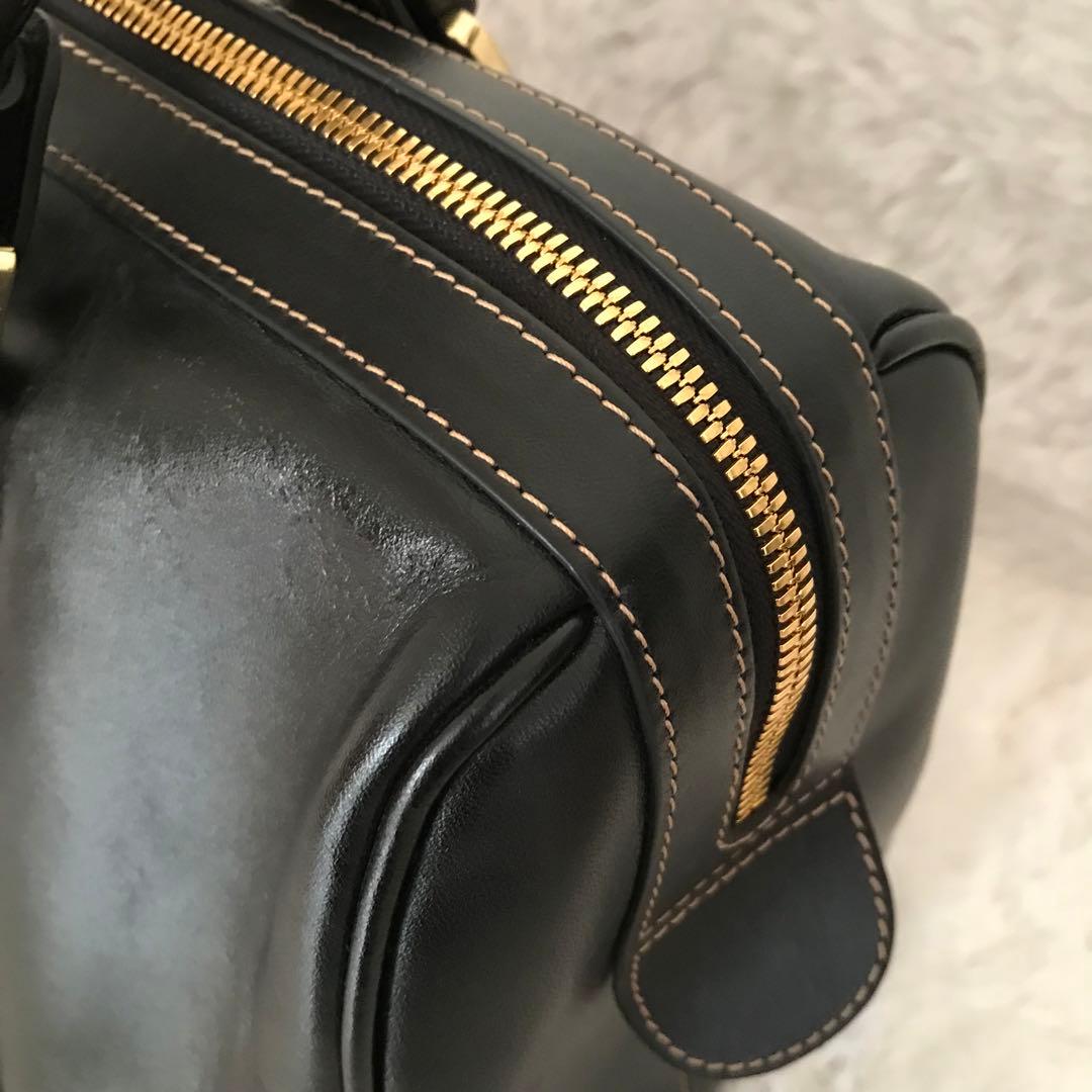 ★美品★GOLD PFEIL レザー ボストン ハンドバッグ 黒 GD金具