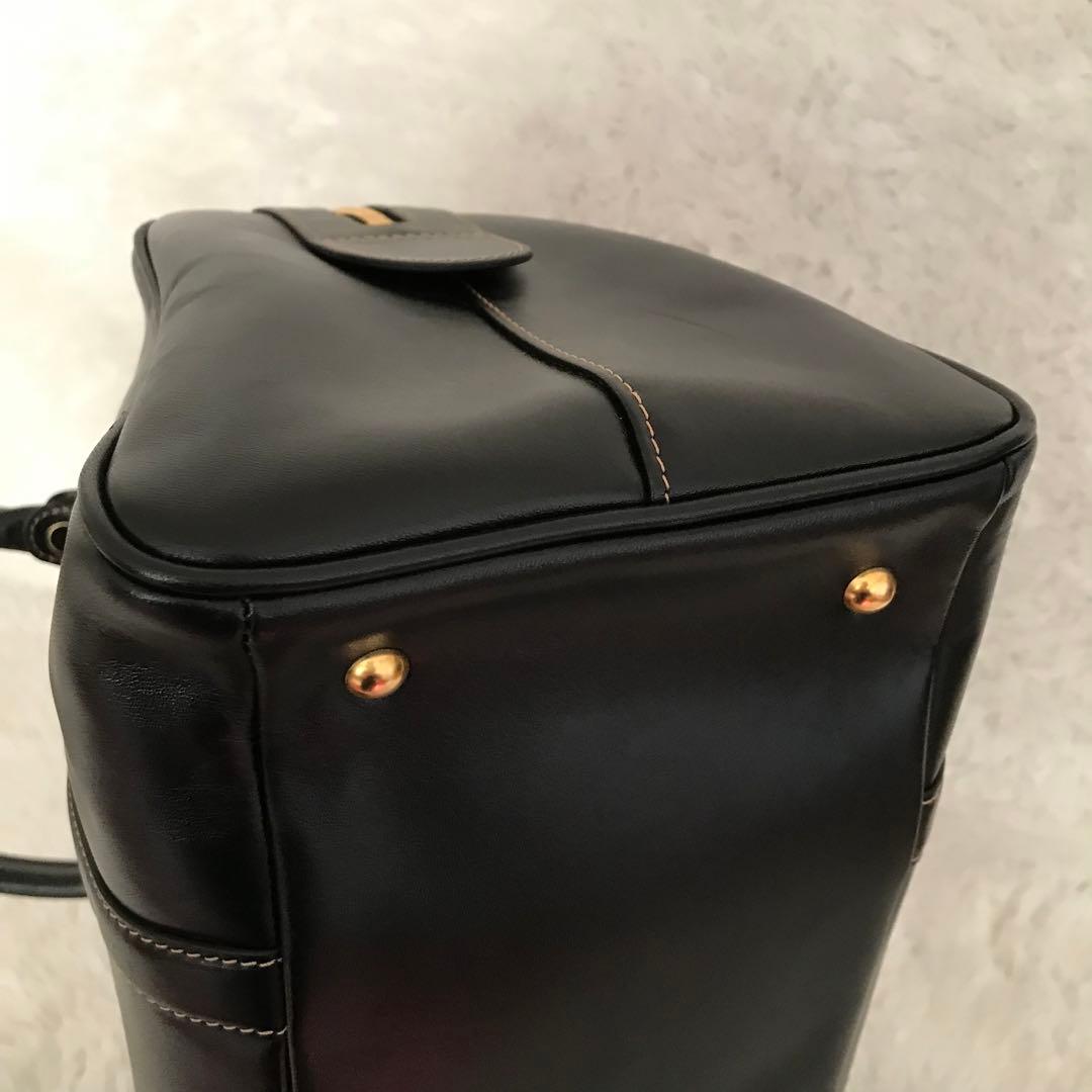 ★美品★GOLD PFEIL レザー ボストン ハンドバッグ 黒 GD金具