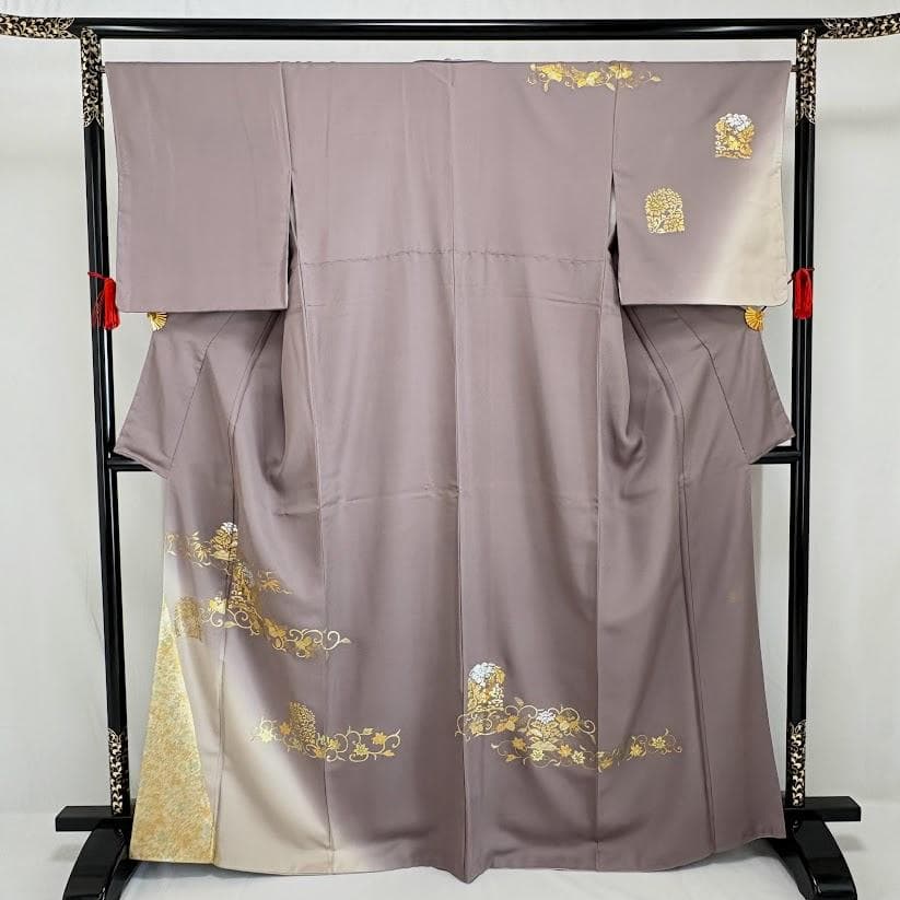 ゆりのはな　訪問着　金彩　銀彩　友禅ボカシ　丹後ちりめん　落款　正絹　L201