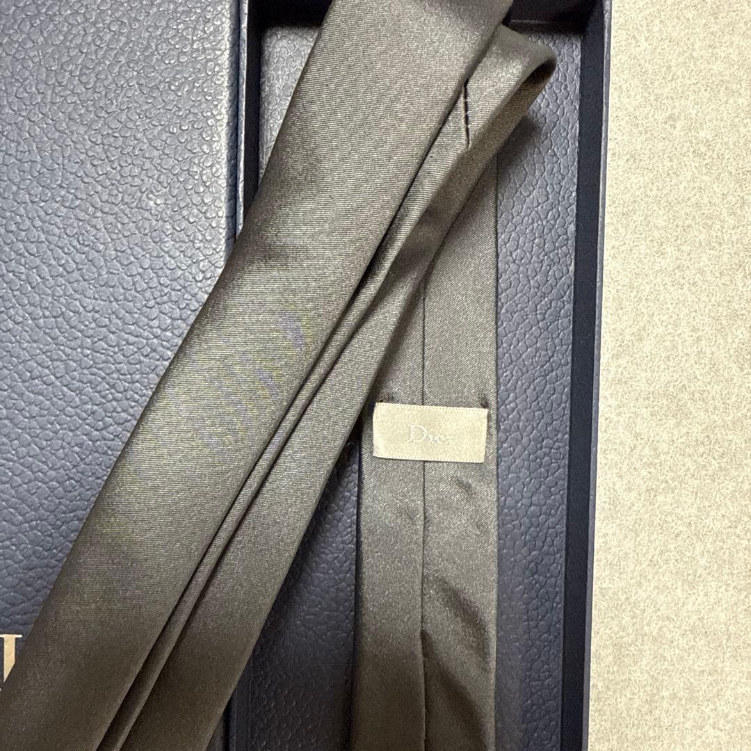 美品　ディオール　ネクタイ　グレー　ソリッド　ナロータイ　結婚式