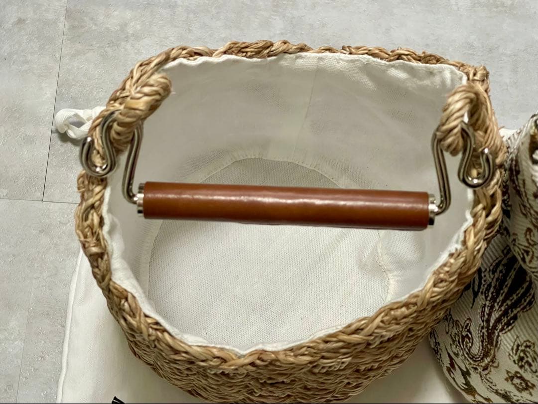 【美品】A VACATION BUCKET ブラウンベイズリー かごバッグ