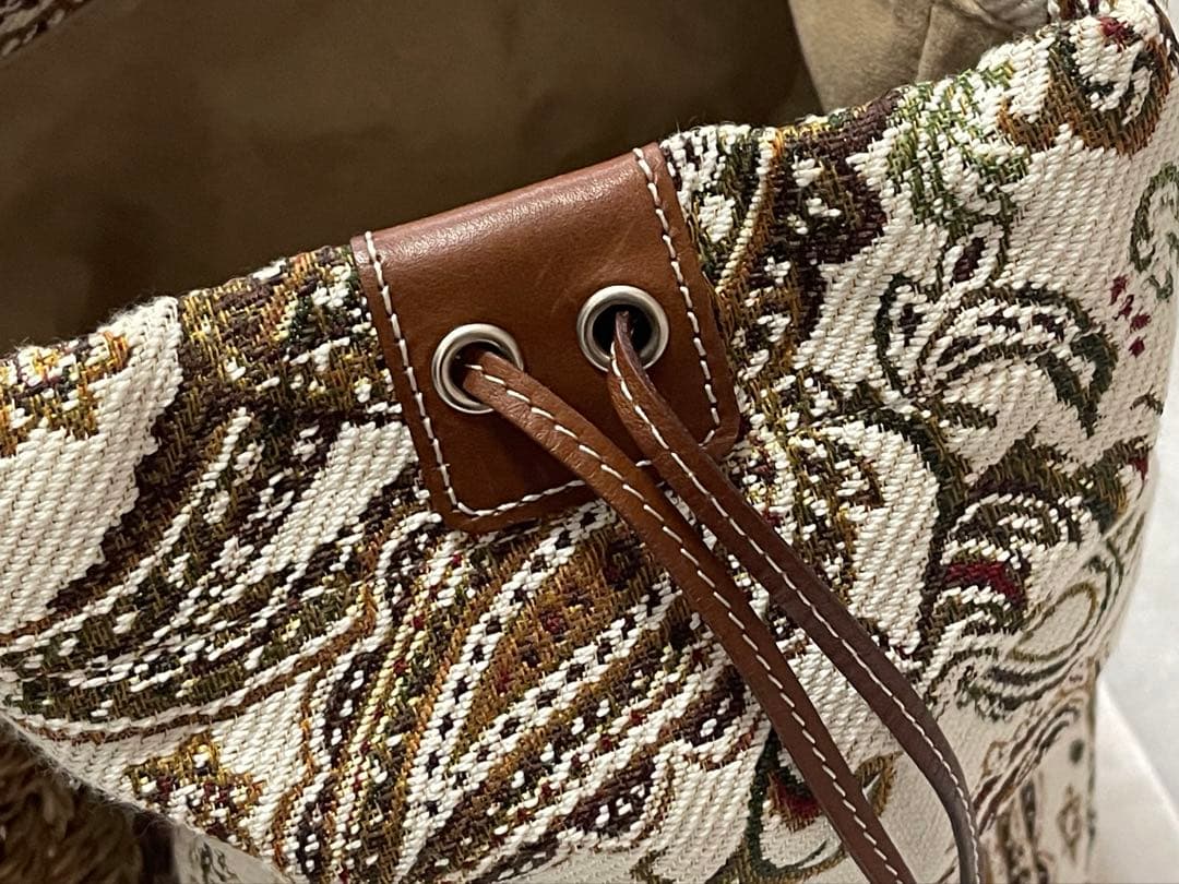 【美品】A VACATION BUCKET ブラウンベイズリー かごバッグ