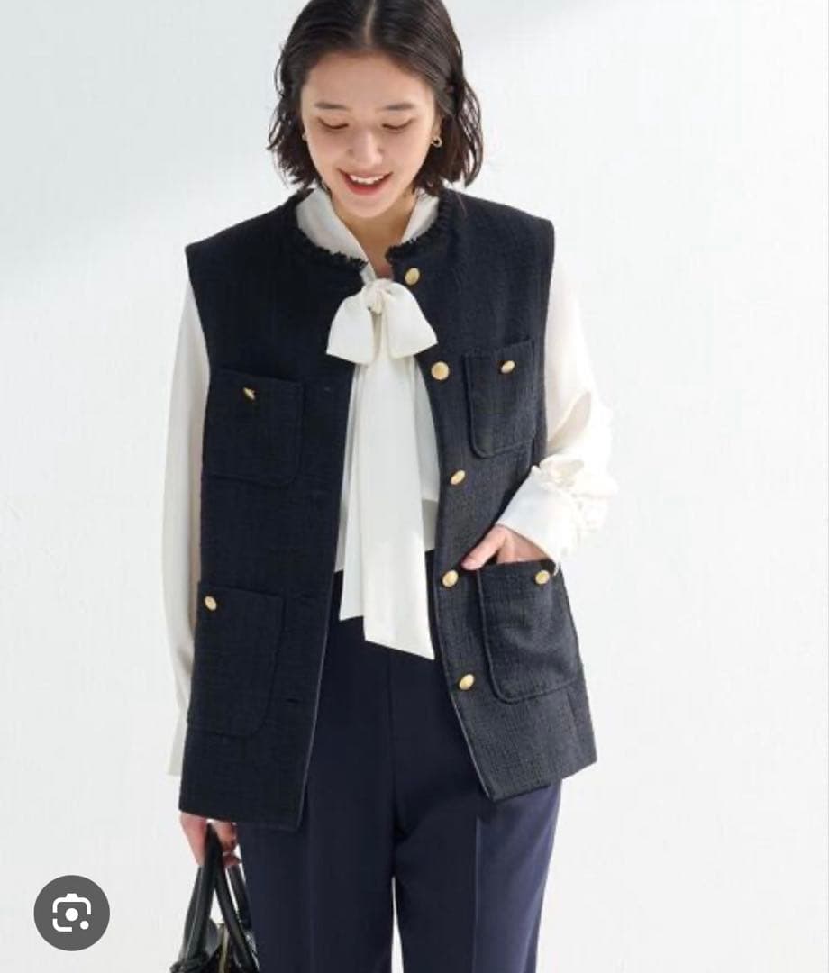 green label relaxing ツイードフリンジポケット ベスト