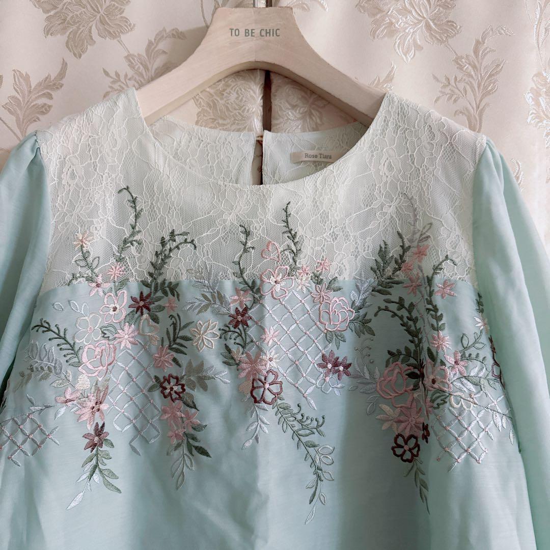 美品 大きいサイズ ローズティアラ レース 刺繍 チュニック