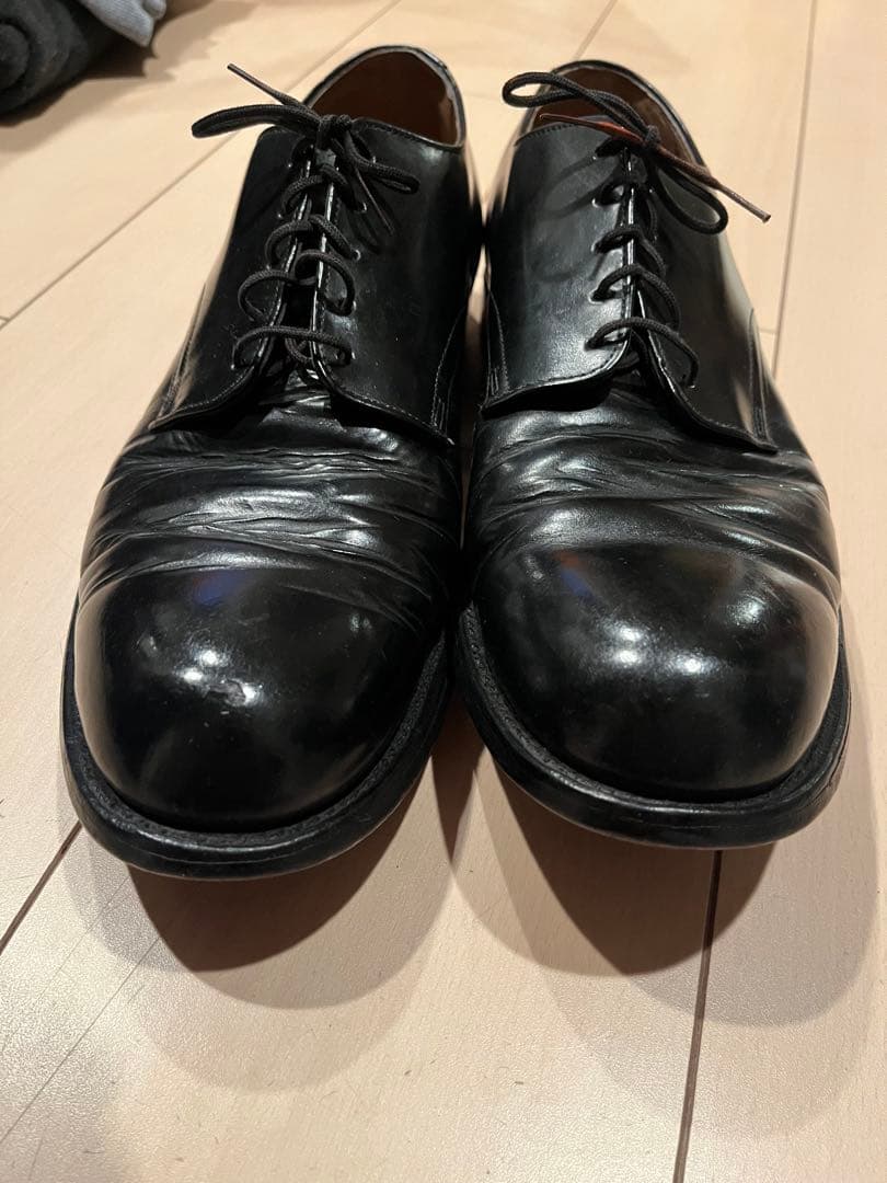 70s サービスシューズ　ブラック　ビンテージ　USN 底レザー　us10R