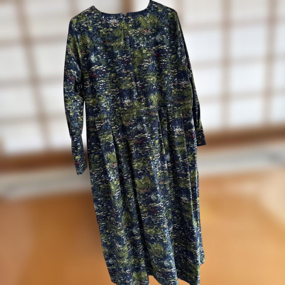 フェリシモ　ロングワンピース モネ　睡蓮の模様　LLサイズ　美品
