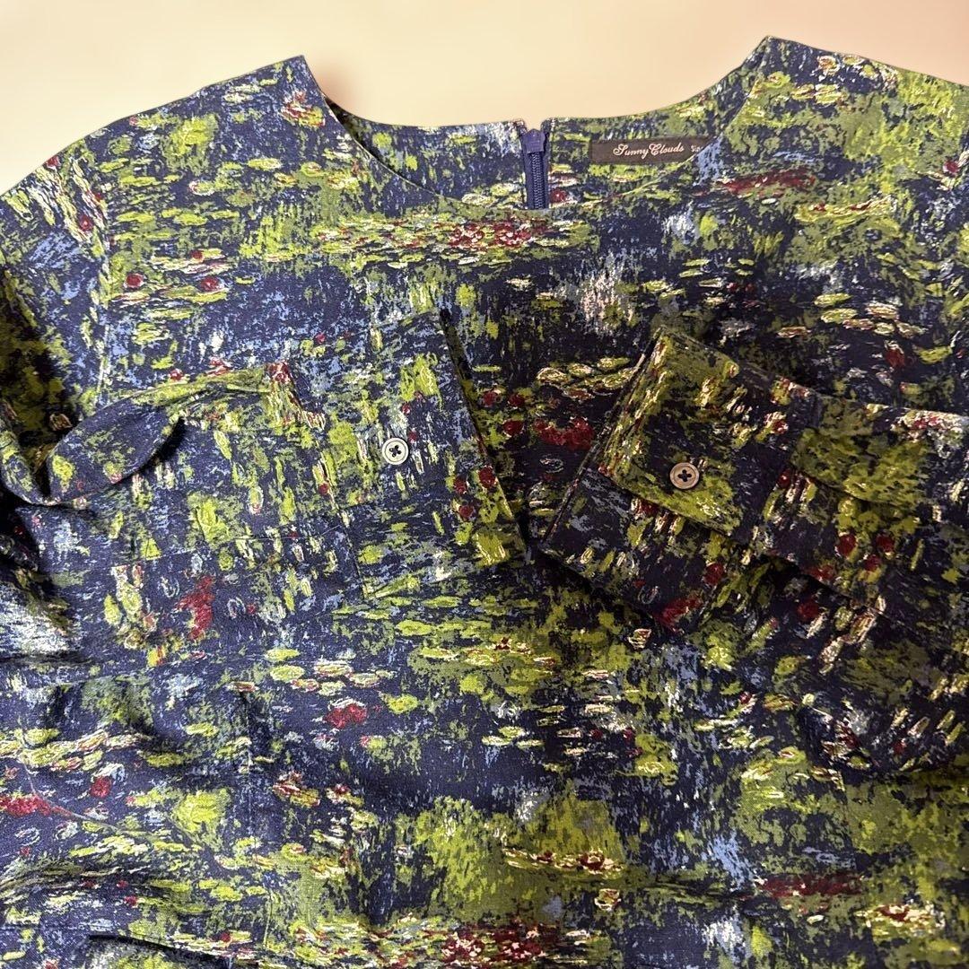 フェリシモ　ロングワンピース モネ　睡蓮の模様　LLサイズ　美品