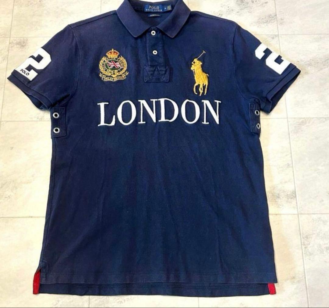希少✨️　ポロラルフローレン　半袖ポロシャツ　ビッグポニー　ロンドン　ネイビー