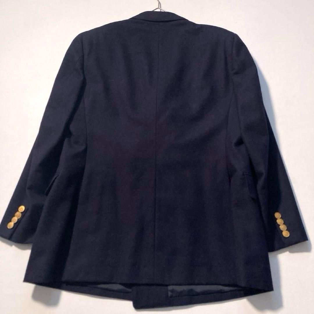 【やま】バーバリーズ ダブル テーラードジャケット 金ボタン ウール 濃紺