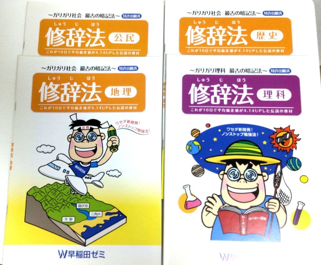 早稲田ゼミ　修辞法教材　歴史 地理 公民 理科 4冊セット