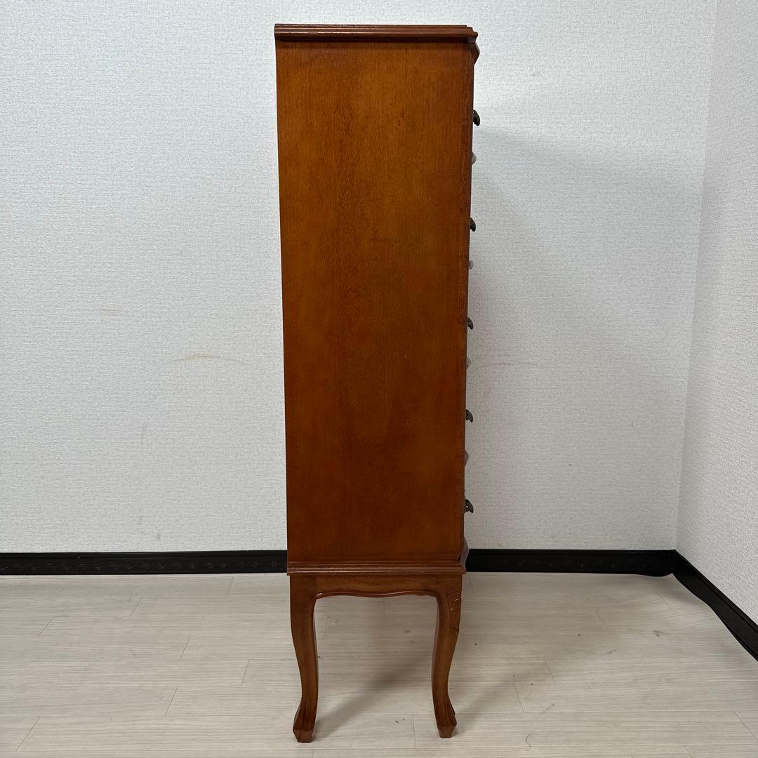 イタリア製 チェスト 5段5杯 象嵌細工 象嵌 金属取手 猫脚 i4※