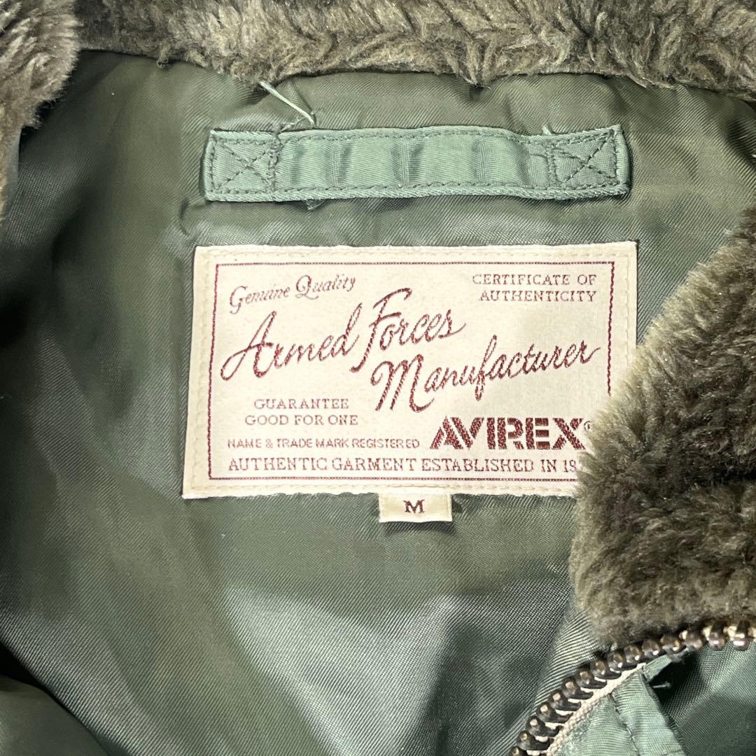 ◆AVIREX フライトジャケット　N-2B M リアルファー　オリーブ　短丈
