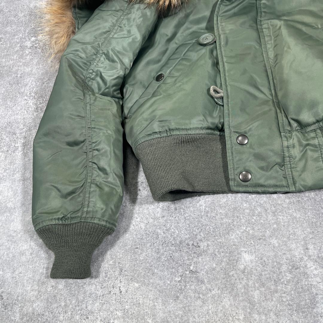 ◆AVIREX フライトジャケット　N-2B M リアルファー　オリーブ　短丈