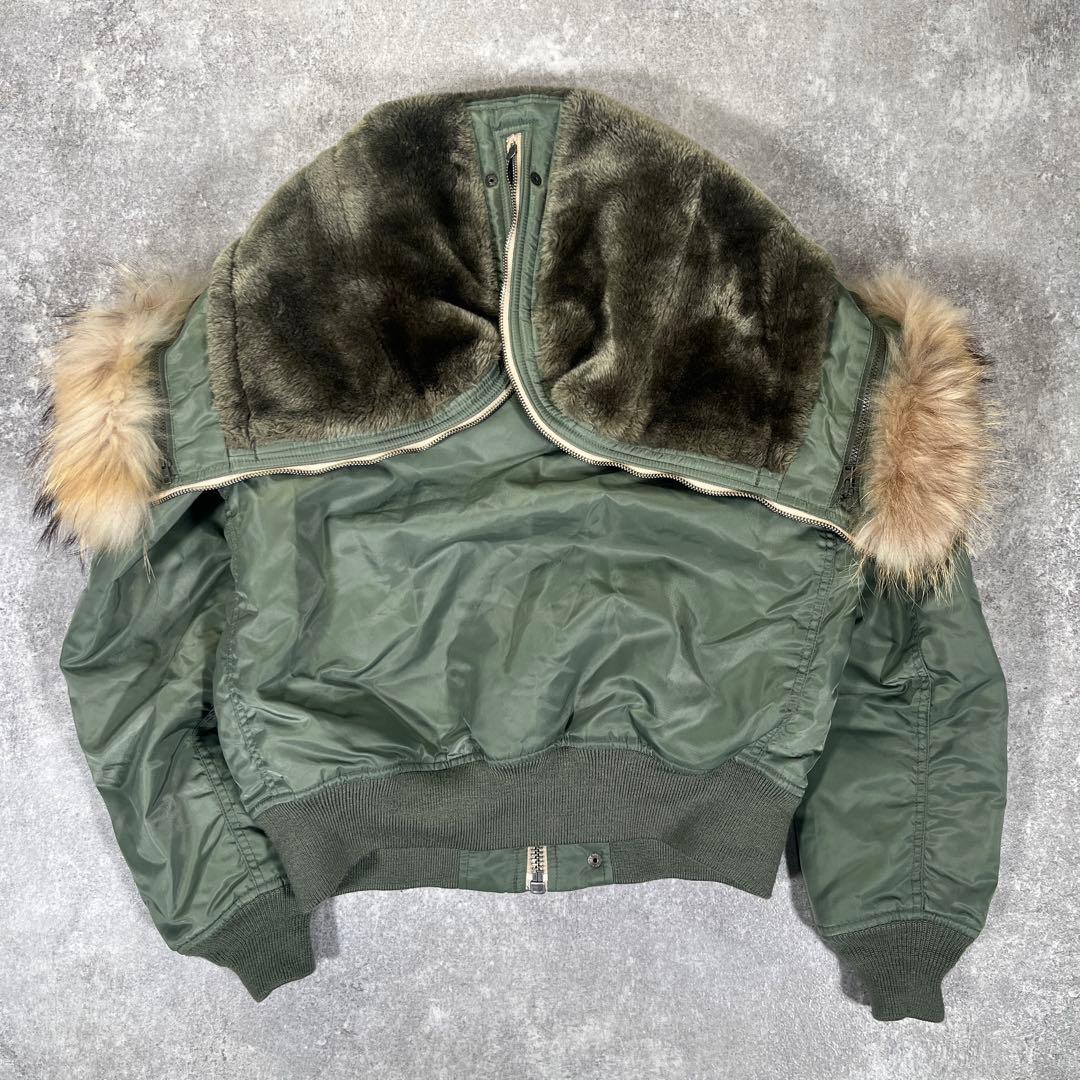 ◆AVIREX フライトジャケット　N-2B M リアルファー　オリーブ　短丈