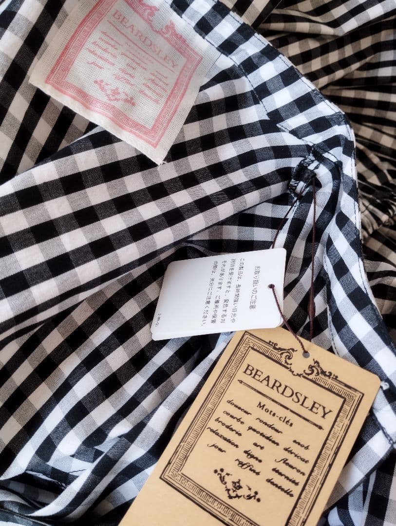 ビアズリー　チェック柄 長袖 シャツワンピース